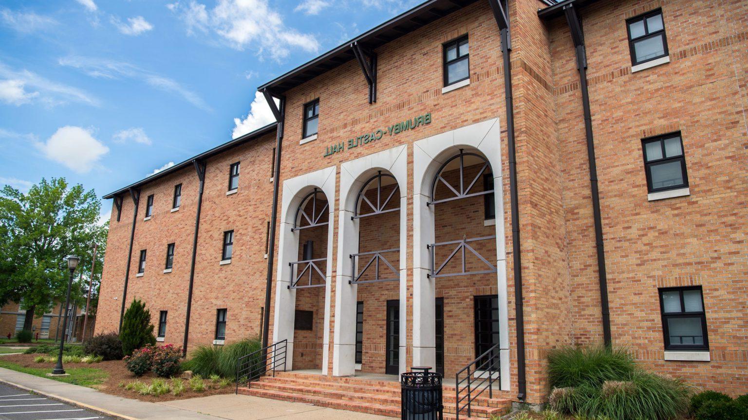 Exterior view of Brumby-Castle residence hall.